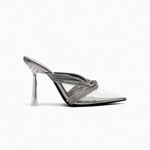 New Zara Rhinestone Open Back Heels Size:8